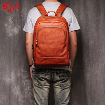 

New Men's Backpack Vintage Leather Men Travel Backpacks Laptop Bag Male Casual Computer Fashion School Bags Head Layer Cowhide