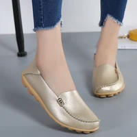 Summer Autumn Women Soft Genuine Leather Breathable Flats Non Slip on Casual Shoes with Round Toe for Mature Ladies Nurse 1