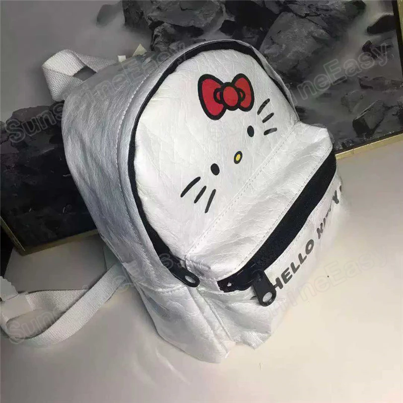 Модный мини-рюкзак с принтом HELLO KITTY, Студенческая сумка, рюкзак из бумажного материала, многофункциональная Женская Повседневная сумка