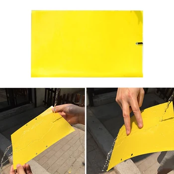 

10Pcs Two-sided Glue Stickers Yellow Hang Fly Trap Catchers Bug Insect Killer Pest Control Garden Pest Control Glue Sticker