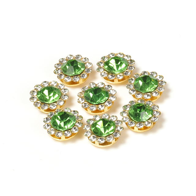 Glass Rhinestones Beads Czech Crystal Stones Gold Base Cabochon Sew on Beads for Bows DIY Jewelry Making Hair Accessories