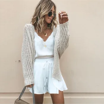 

Fashion Womens Long Sleeve Cardigan Hollow Knitting Knitwear Sweater Elegant Casual Coat Autumn&winter New Style Outwear #3