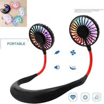

Mini Neck Fan USB Portable Fan Neckband with Rechargeable Battery Small Desk Fans Handheld Air Cooler Hanging Sport Fan