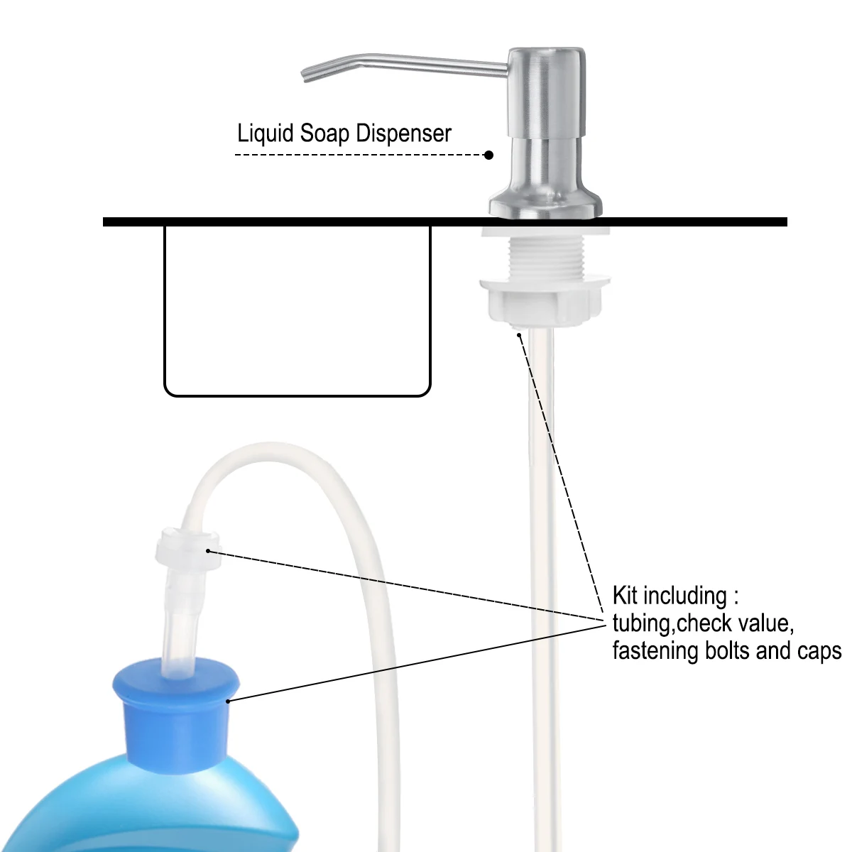 Liquid Soap Dispenser Builtin Lotion Pump With Extension Tube For Home
