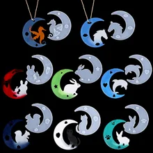 

DIY crystal epoxy resin mold moon mold rabbit dolphin hippocampus deer cat moon pendant mirror silicone mold