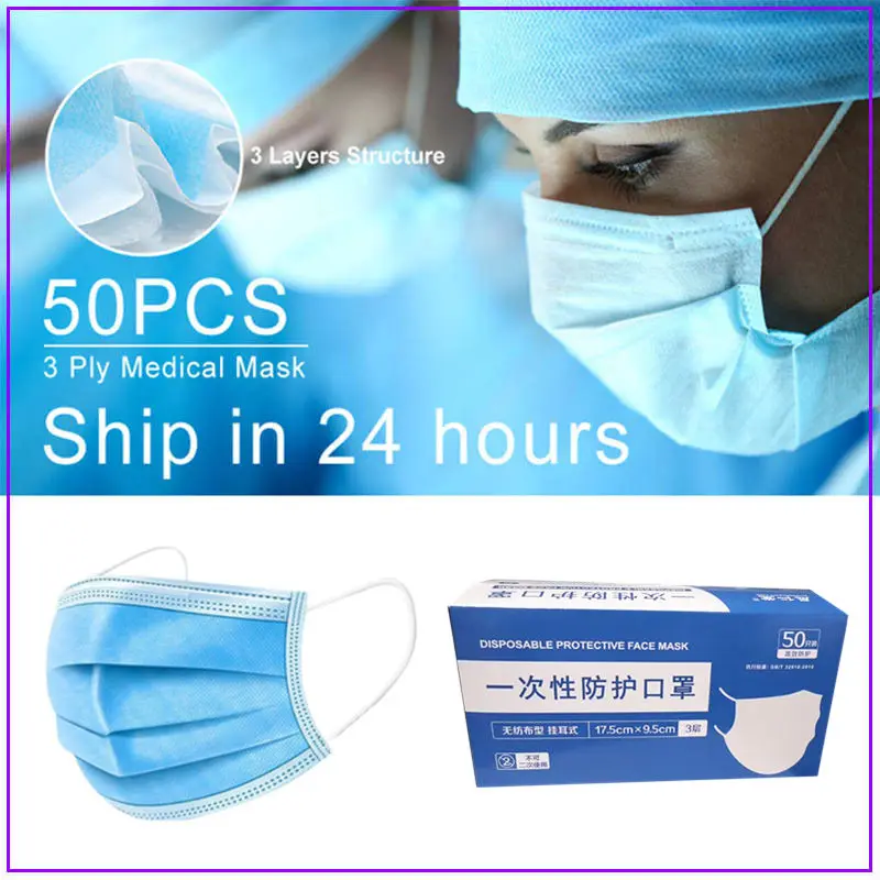 

50pcs Mascarillas Protective ffp3 mask Disposable Masks Anti-Dust 3 Filter against Droplet Mouth Face Mask Earloop protection