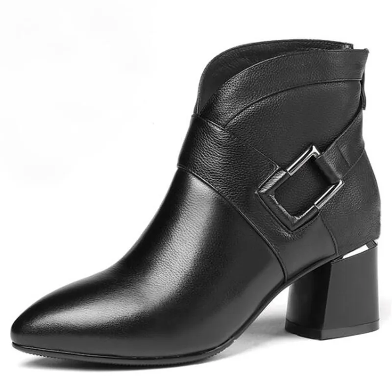 

Spring and Autumn and winter new high-heeled fashion boots women's thick with short boots wild pointed back pull women's boots