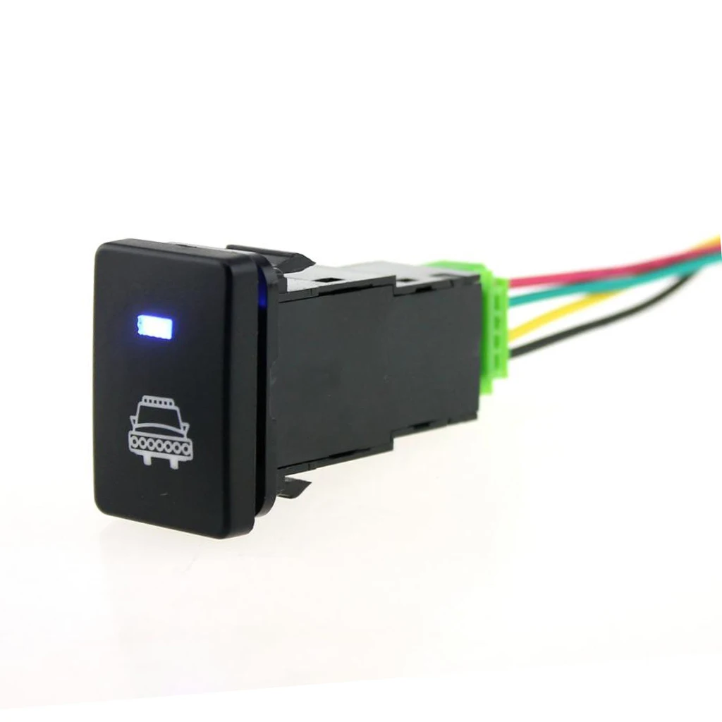 Waterproof 12V Headlight Push Button Switch with Blue LED Suitable for Toyota