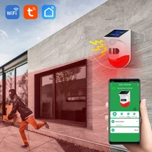 

Tuya Smart WiFi Version Outdoor Solar Infrared Alarm PIR Wireless Siren Detector Waterproof Sensor For Home Burglar Security