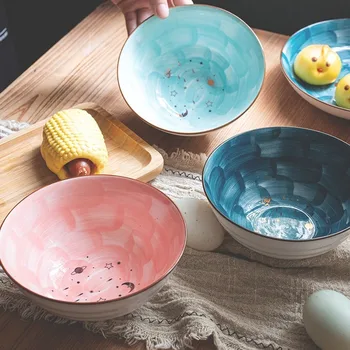 

Nordic Ceramic Salad Bowl Stars Sky Cute Rice Bowl Home Fruit Dessert Bowl Noodles Bowl Mixing Bowl 6 Inch