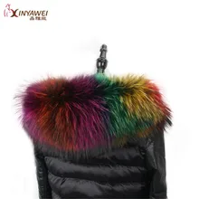 Натуральный меховой воротник для парки пальто роскошный Теплый натуральный енот шарф женские Большие меховые шарфы мужские куртки 70 см 75 см 80 см