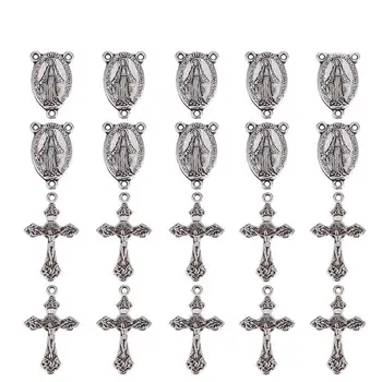 

50Set Tibetan Style Alloy Oval Virgin Holy Rosary Center Pieces Chandelier Links