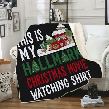 

Christmas Movie Watching Blanket Double-Sided Super Soft Cozy Warm Plush Throws For Adults Children Home Decorations
