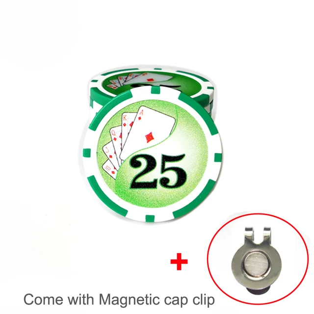 1Pcs New Golf Ball Marker with A Standard Hat Clip Magnetic Alloy Marker Golf Accessories Poker Numbers 25