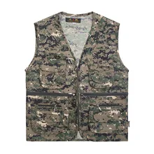Мужской Камуфляжный хлопковый жилет с несколькими карманами, тонкий уличный жилет для рыбалки и фотосессии, модный мужской жилет