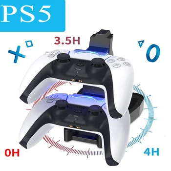 

LED Controller Charger Cradle Stand Elements Lightweight Gamepad Charger Dock for Sony PS5 Joystick Dual USB Charging Station