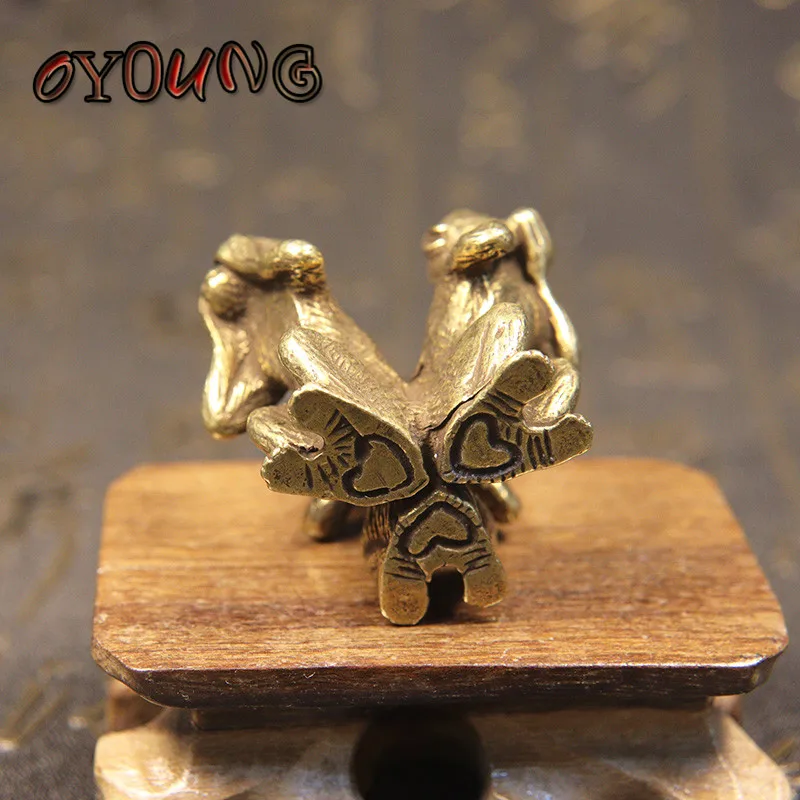 銅製の置物,3匹の猿,お茶,ペット,ブロンズ,家の装飾アクセサリー