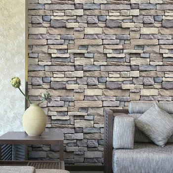 

Rustic Vintage 3D Faux Brick Wallpaper Roll Vinyl Retro Industrial Loft Wall Paper Washable