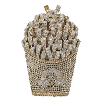 

Glitter French Fry Fries Rainbow Clutch Evening Bag Wedding Party Bridal Mini Handbag Shoulder Bags Purse for Women Girls X7XC