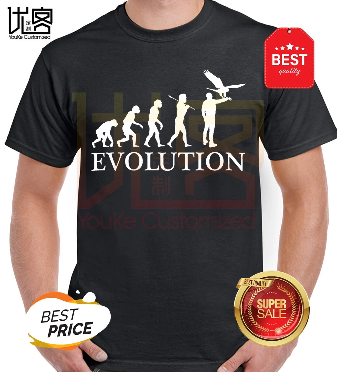 Falconry Evolution Of Man Футболка мужская летняя 100% хлопковая командная новейшая
