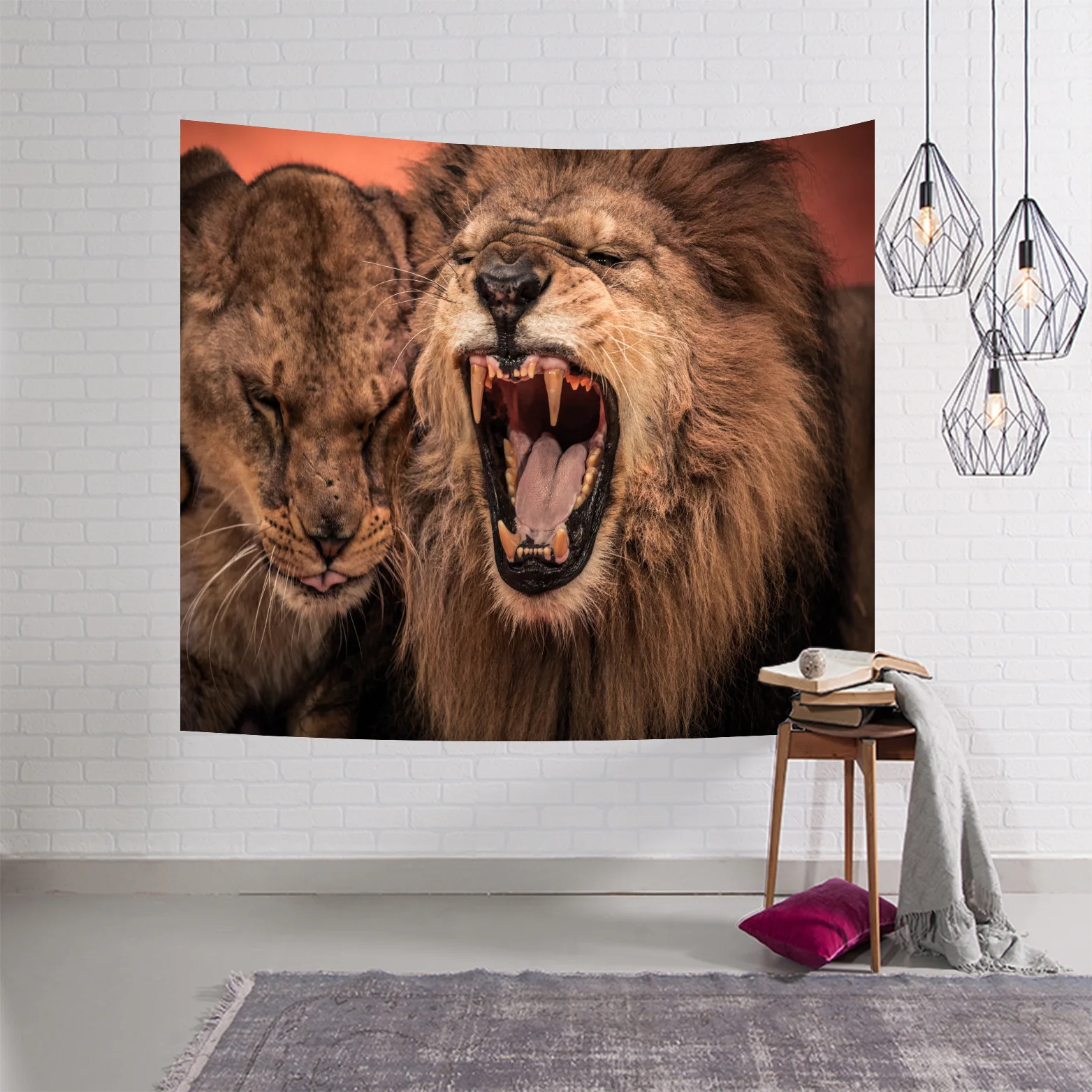 

Animal Lion Tiger Tapestry Wall Hanging Animal Twin Hippie Tapestry Blue Boho Hippy Bohemian Dorm Decor Multiple Sizes Bedspread