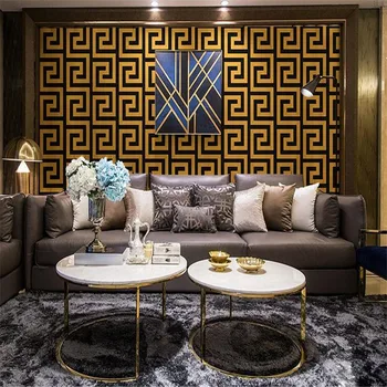 

Geometric Wallpaper Rolls Black WhiteLuxury Large Greek Key Wall Papers Home Decor Wallpaper for Living Room Decor BlackandGold