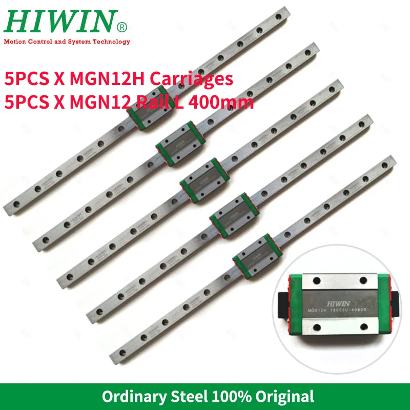 

Free Shipping Original Hiwin 5pcs MGN12H carriages Slider+5pcs 400mm MGNR12C linear rails MGN series for 3d printer linear guides