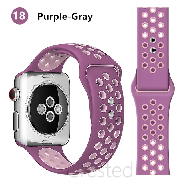 Silicone Strap For apple Watch band 44mm 40mm 45mm 41mm 40 44 mm Breathable Accessories watchband bracelet iWatch 3 4 5 se 6 7 violet fog 18