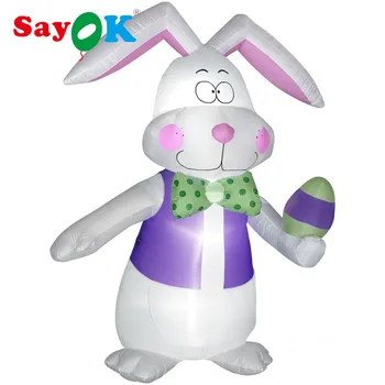 Billig Sayok Weiß Beleuchtung Aufblasbare Ostern Dekoration, Aufblasbare Kaninchen Mit Wenig Ei