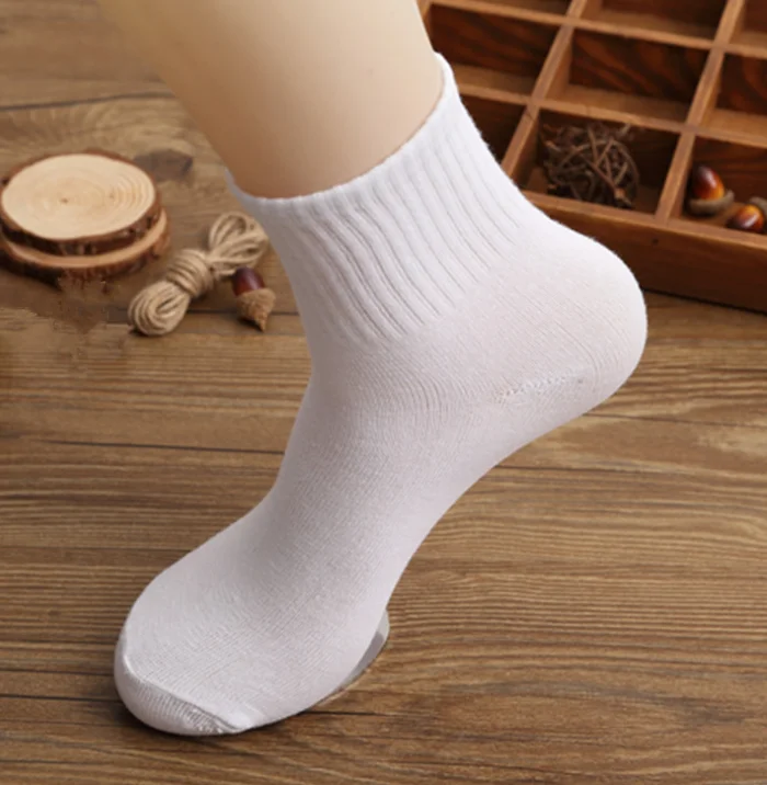 Мужские деловые повседневные хлопковые носки, весна, лето, Осень, Зима, одноцветные Мужские дышащие носки, все сезоны, 5 пар - Цвет: White