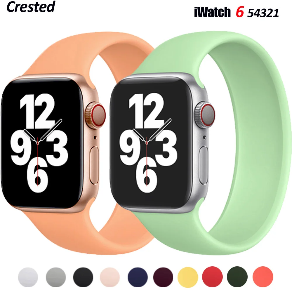 Ремешок силиконовый Solo Loop для Apple Watch Band 40 мм 44 эластичный браслет iWatch 38 42 watch Series 6