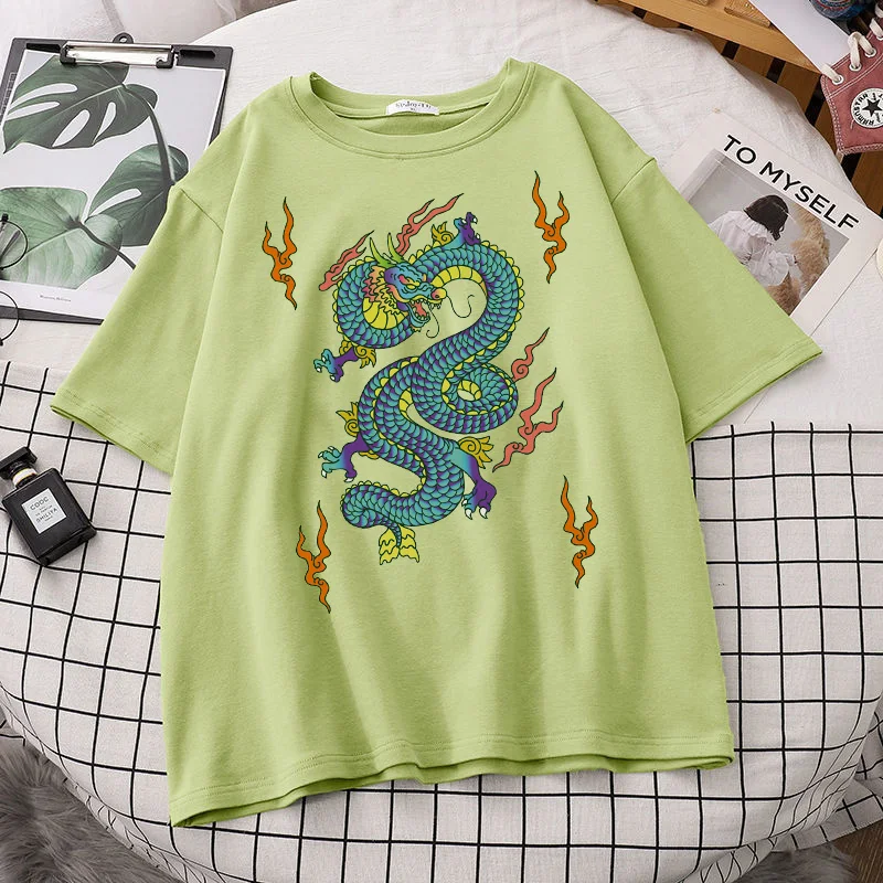 Men's T-Shirt Cotton T-Shirts Harajuku Dragon Women's Clothing Y2K Tops  Aesthetic Vintage Femme T-Shirts Style Oversize T-Shirt Camel, 8XL