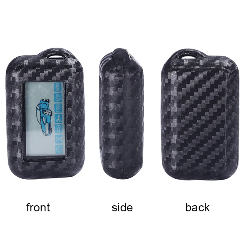 Caron Fiber Silicone Key Fob Cover Cases For StarLine E90 E63 E93 E95 E66 E96 LCD Remote Controller KeyChain Transmitter Holder key case cover
