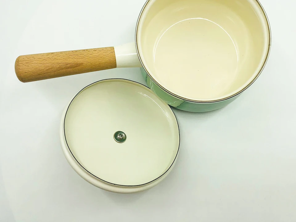 Эмалированный фарфор емкость для молока антипригарный мини-суповый горшок с крышкой Индукционная универсальная плита применение кухонная посуда