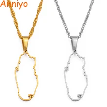 Anniyo(маленький размер) золото Коло/серебро Нержавеющая сталь контур Катара карта кулон ожерелья для женщин Qataris карты#027321