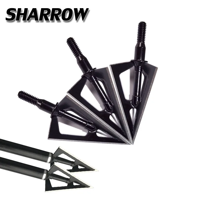6/12PCS Archery 100Gr Hunting Broadhead 3 Blades Tips Crossbow Shooting