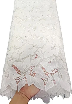 

Embroidered African Lace Fabric High Quality For Nigerian Wedding Dress,Water Soluble Lace With Guipure Cord Lace Fabric STB83