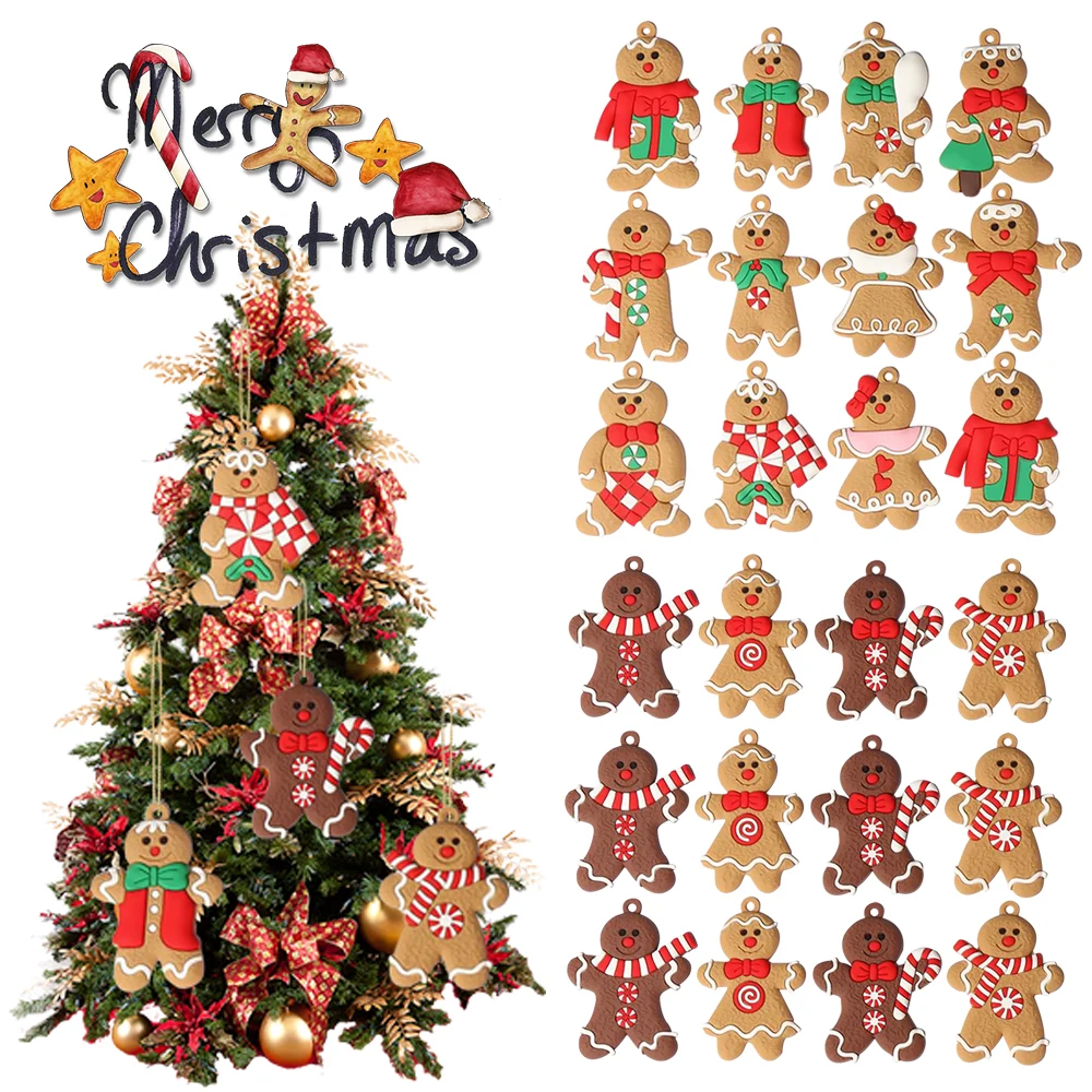 Gingerbread Man Christmas Tree Hanging Pendant Xmas Tree Decor Ornament Kid Gift 12Pcs