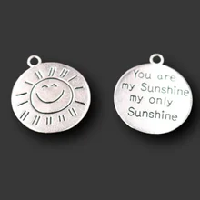 

8pcs Silver Plated You are My Sunshine My Only Sunshine Words Hip Hop Suns Tag Pendants DIY Charms For Jewelry Crafts Making