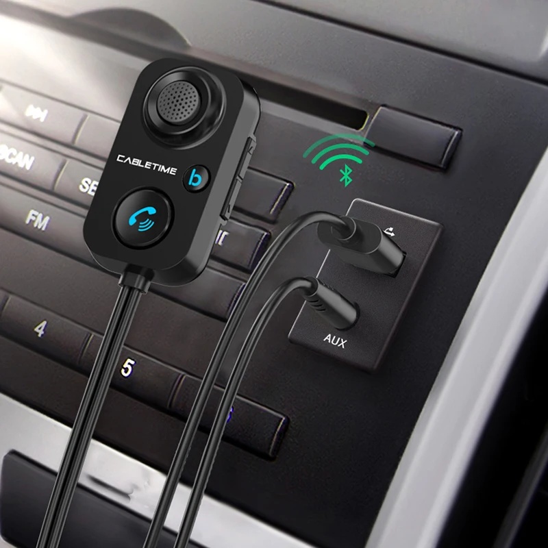 CABLETIME Bluetooth Receiver 5.1 AUX Audio 3.5mm Wireless Adapter for Hands-Free Car Amplifier Speaker Headphone C416