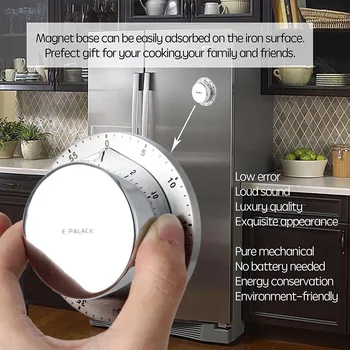 

Kitchen Cooking Timer With Magnet Manual Loud Alarm Sound Home Baking Washing Mechanical 60 Minutes Countdown Timers EIG88