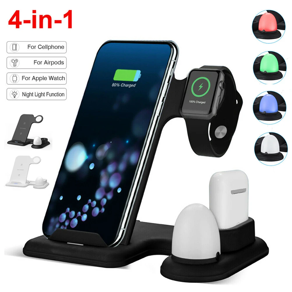 

4 in 1 Wireless Fast charger Qi Station for Apple iwatch TWS Headset Phone Charging Dock Stand