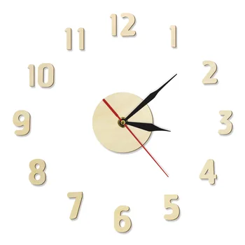 

DIY Wooden Wall Clock Silent Non Ticking Hanging Wall Watch Designer Home Art Modern Style DIY Wood Numbers Decorative Clock