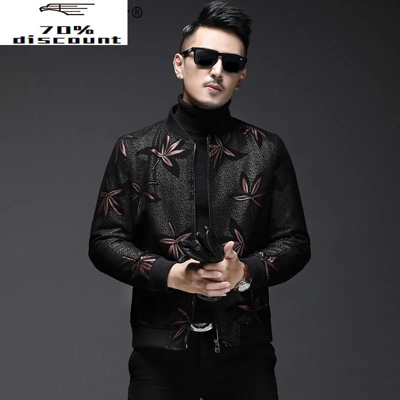 

Men's Real Leather Jacket Men Autumn Sheepskin Coat Short Slim Motorcycle Bomber Jacket Genuine Leather Jackets L28-4800