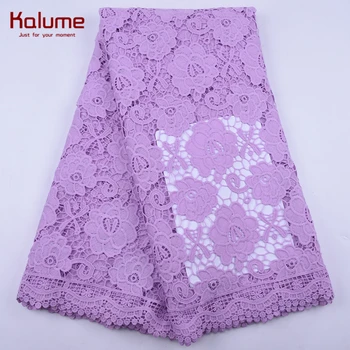 

Kalume Fashion African Guipure Cord Lace Fabric Hollow Out Nigerian Water Soluble Cord Lace With Stones For Wedding Party 2021
