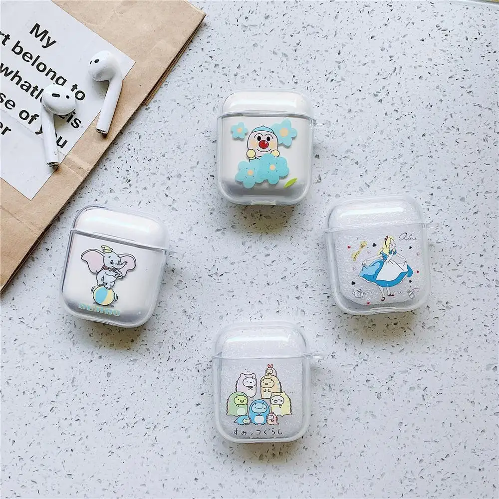 

Alice anpanman DUMBO Soft Transparent Silicone Case For Apple NEW Airpods 1/2 Shockproof Cover Wireless Bluetooth Earphone case