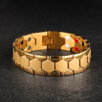 

Radiation protection bracelets High quality Titanium steel men bracelet Health magnet bracelet snap button jewelry mens bracelet