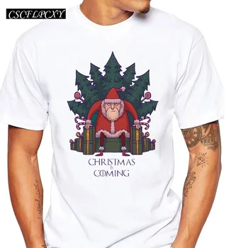 

Santa of Thrones Men T-shirts O-Neck Short Sleeve Tops Christmas Is Coming Print T shirt Fashion Tees
