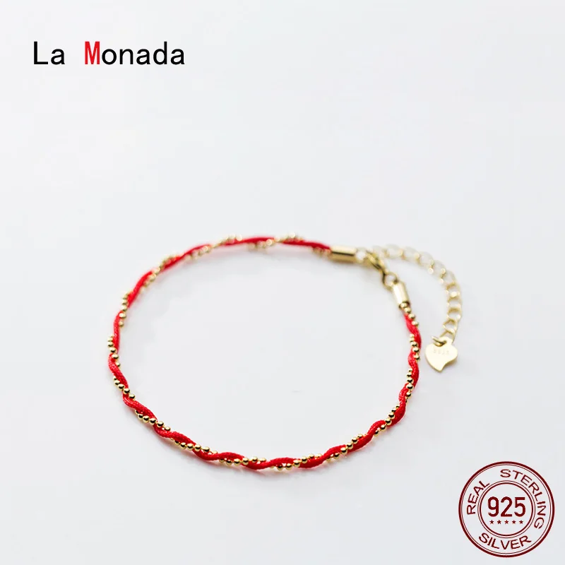 Женский Золотой браслет La Monada красная нить из стерлингового серебра 925 пробы