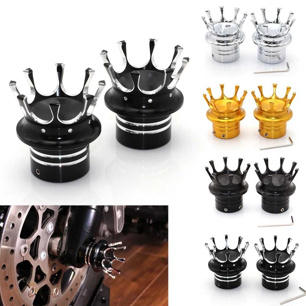 

Motorcycle CNC Aluminum alloy Crown Front Axle Nut Cover Bolt Cap For Harley Sportster XL 883 1200 Tri Street Glide Softail